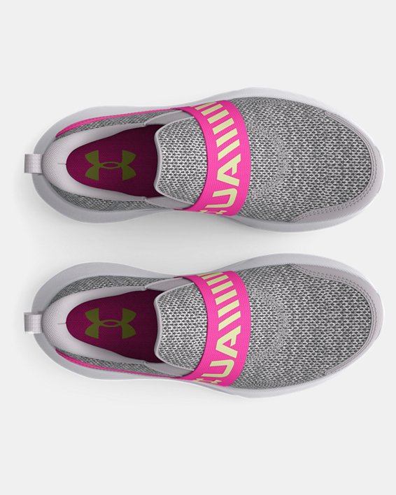 Girls' Pre-School UA Surge 3 Slip Running Shoes, Gray, pdpMainDesktop image number 2